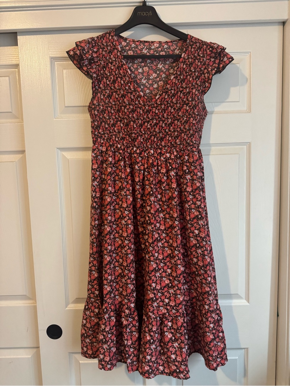 Floral Smocked Midi Dress - Pink Multi